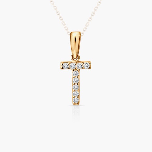 Zawieszka Litera T SAVICKI: złota, cyrkonie